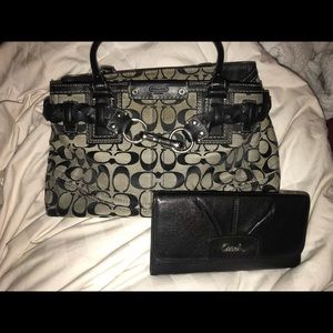 Signature print Coach bag and wallet set